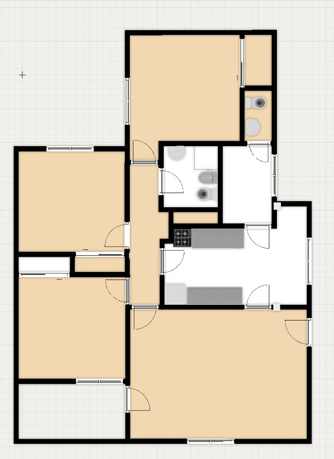 Plano original, cocina y baño separados
